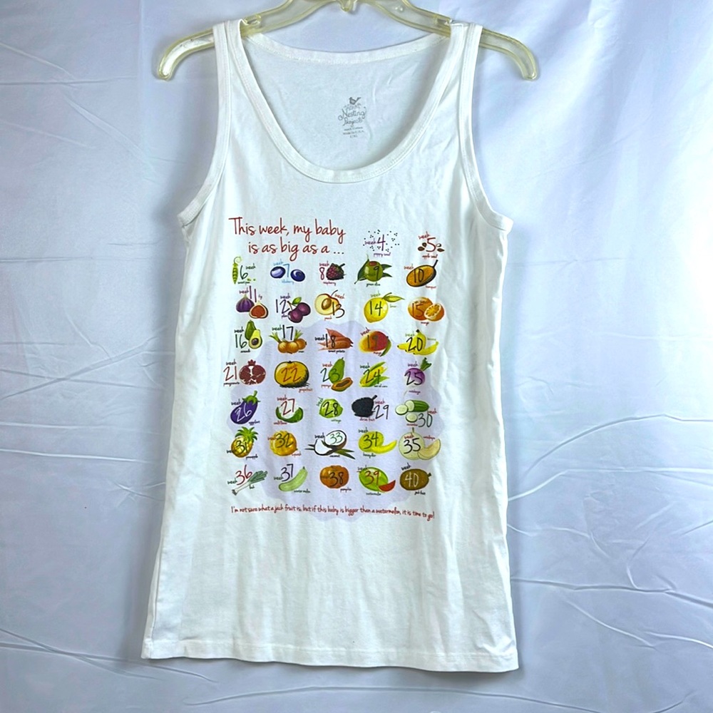 Maternity Tank Top - Weekly Size of Baby - Vegetables and Fruits  - Size L/XL